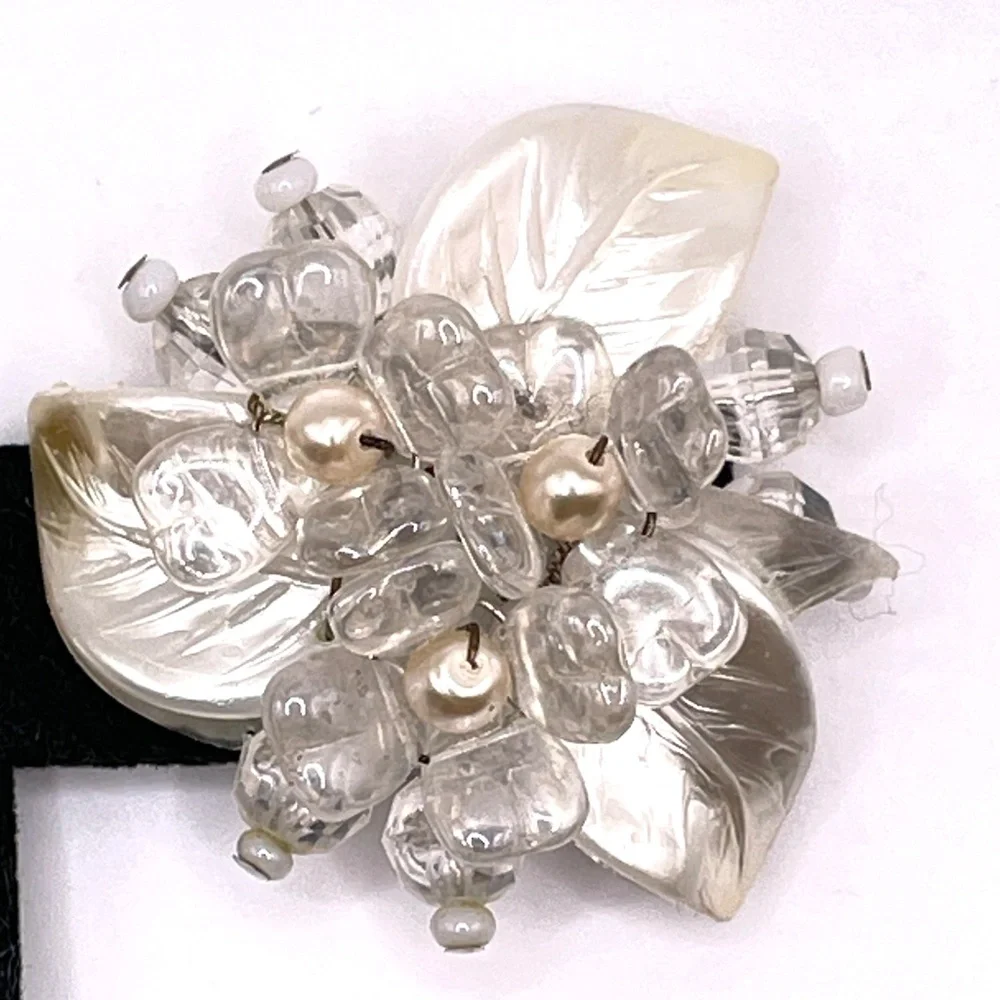 Germany Signed Vintage Lucite Lightweight Pearlized Clip-on Earrings